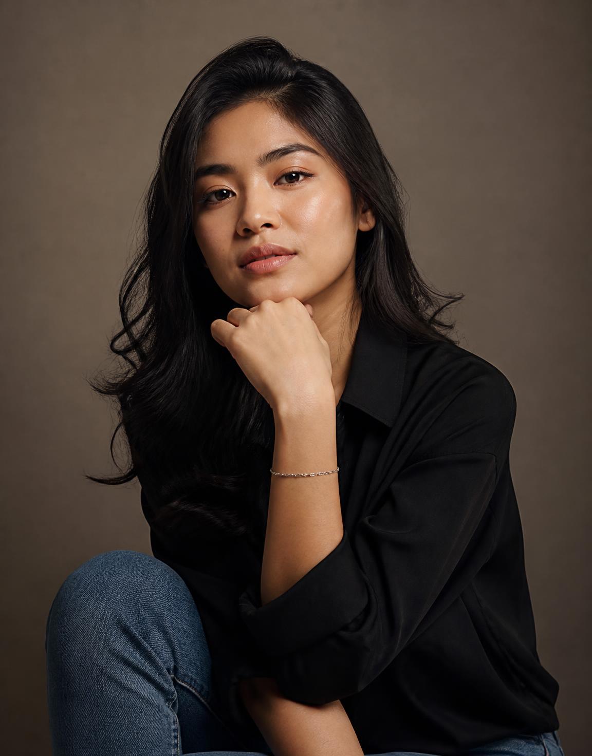 Potret editorial berwarna di self photo studio Surabaya